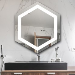 Oglindă Hexagon LED