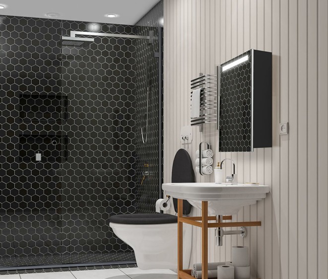 Dulap cu oglindă Ernesto Black - Fotografie 3