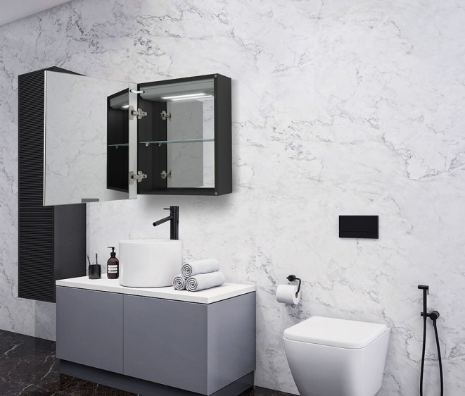 Dulap cu oglindă Leonardo Black - Fotografie 4