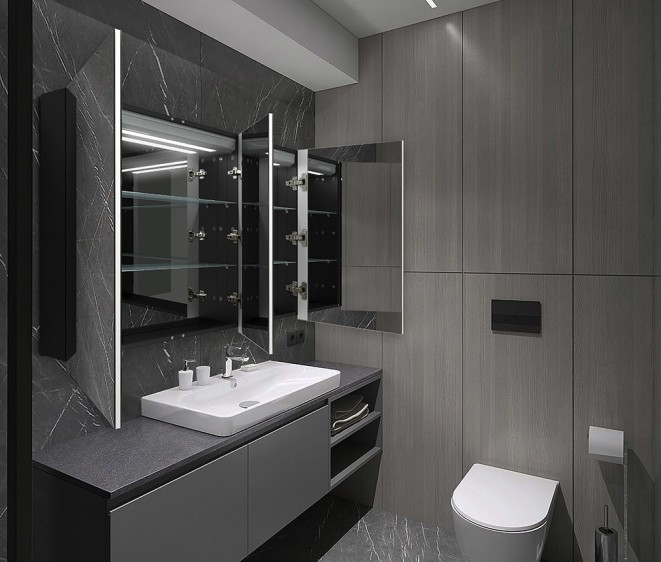 Dulap cu oglindă Atlant 301 Black - Fotografie 5