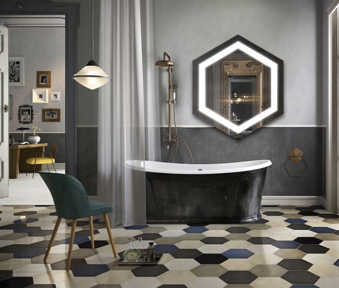 Oglindă Hexagon LED - Fotografie 2