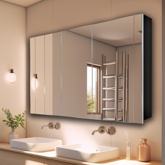 Dulap cu oglindă Atlant 301 Black - Fotografie 6